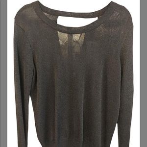 Parker Long Sleeve Open Shimmer Black Sweater